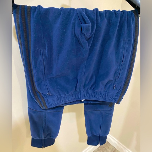 Men’s Adidas Blue Fleece Joggers - Picture 2 of 4